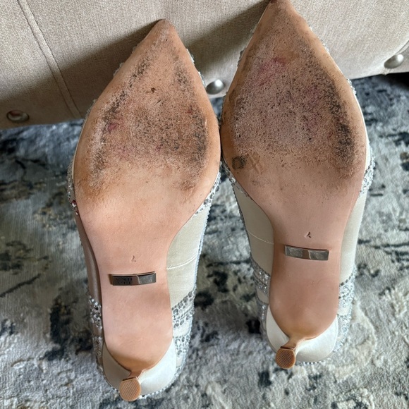 Badgley Mischka Silver Embellished Heels - Picture 9 of 9
